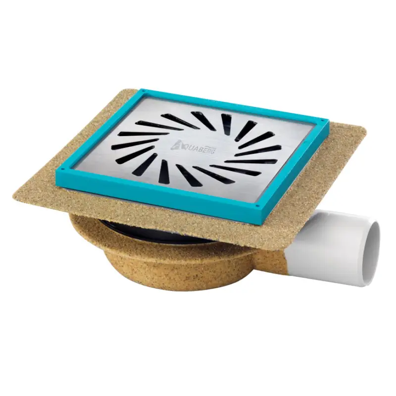 Actieprijs Aquaberg afvoerput met rvs rooster, abs/rvs304, vert./horiz. verstelb, 146x146mm, za50mm,75-90mm,3kN