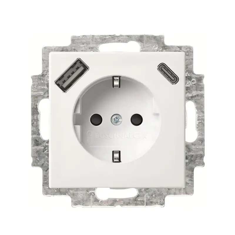 ABB Busch-Jaeger wandcontactdoos, Balance SI, met RA, USB A/C, kinderveiligheid, alpin wit Betrouwbaar