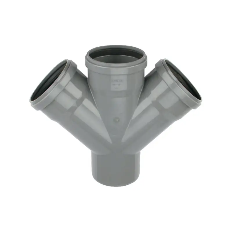 Wavin Wafix dubbel T-stuk 45°, pvc, 3x manchet/1x spie, grijs, KOMO, SN4, 110 mm Betaalbaar