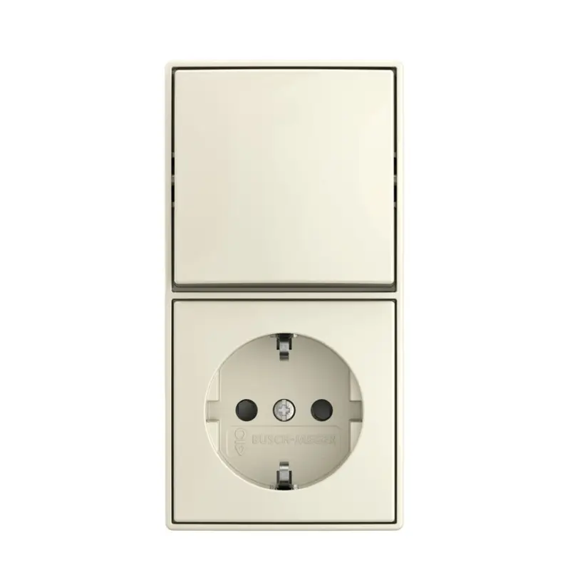 Aanbieding Busch Jaeger Balance AP combinatie schakelaar en wcd, wissel, met randaarde, kindveilig, wit