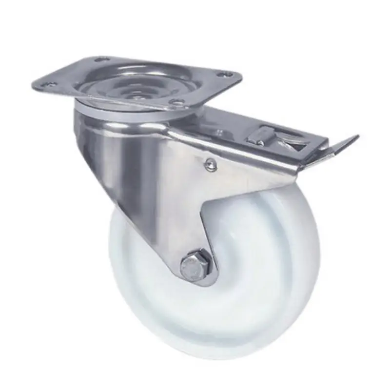 Actieprijs TENTE zwenkwiel, rvs, polyamide, dubbele rem, plaatbevestiging, 80 mm, type 8477UOO080P62, wit