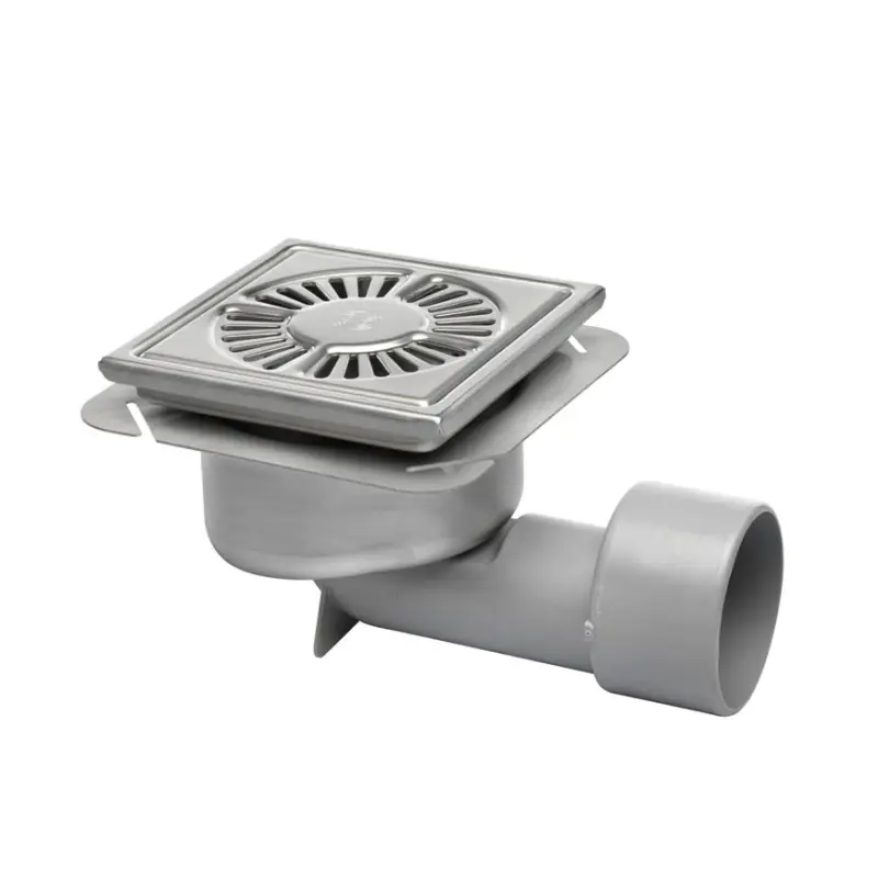 Wereldwijde Verzending Aquaberg Bl&uuml;cher Compact afvoerput met rvs rand & rooster, rvs316, vert. verst,197x197mm,oa/za,10kN