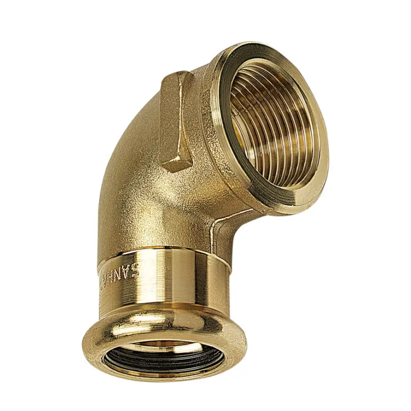 Alleen Vandaag Sanha PuraPress schroefknie 90°, brons, binnendraad x pers, &frac12;" x 12 mm