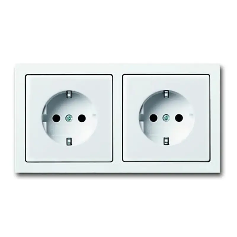 ABB Busch-Jaeger wandcontactdoos, Future linear, met RA, dubbel, met afdekraam, wit Direct Beschikbaar