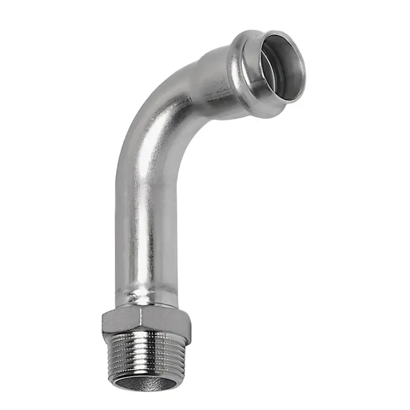 Voordeelprijs Sanha NiroSan draadbocht 90°, rvs 316L, buitendraad x pers, &frac12;" x 15 mm