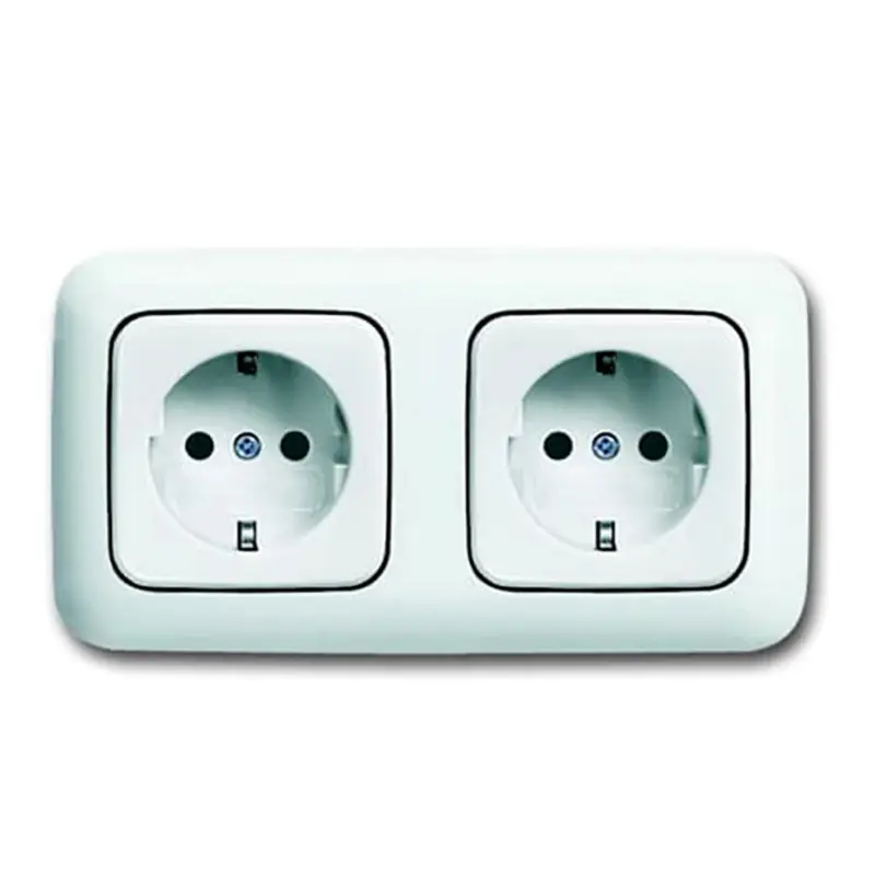 ABB Busch-Jaeger wandcontactdoos, Reflex SI, met RA, dubbel, met afdekraam, alpin wit Wereldwijde Verzending