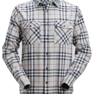 Snickers Allroundwork, Licht Flanellen Shirt, Lichtgrijs - Chili Rood (0716) L Groothandel