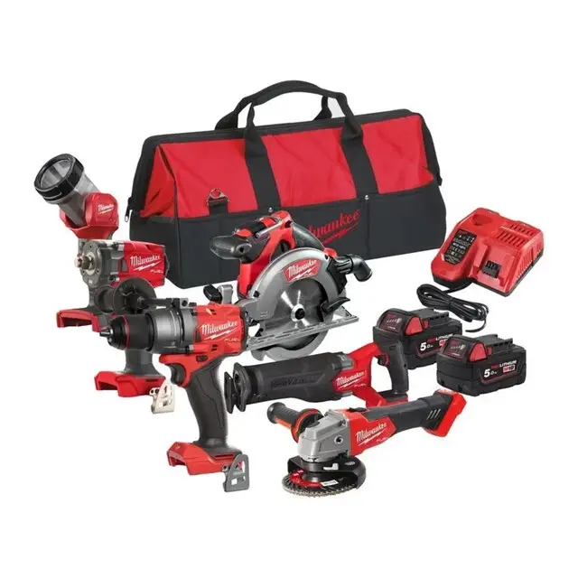 Nieuwe Collectie Milwaukee M18 FUEL Power Pack (M18FPD3, M18FIW2F12, M18CCS55, M18FSZ, M18FSAG125X, M18TLED, 2 x M18B5, M12-18FC, Bag)