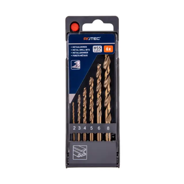 Premium Rotec Spiraalborenset '111', DIN 338, type N, 6-dlg ø2-8