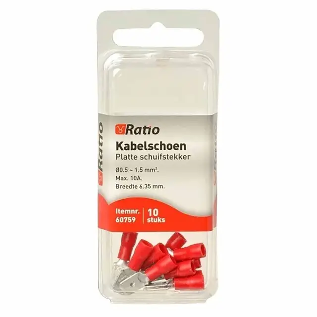 Kabelschoen vlakstekker 0,5-1,5mm² - 10st in blister Handgemaakt