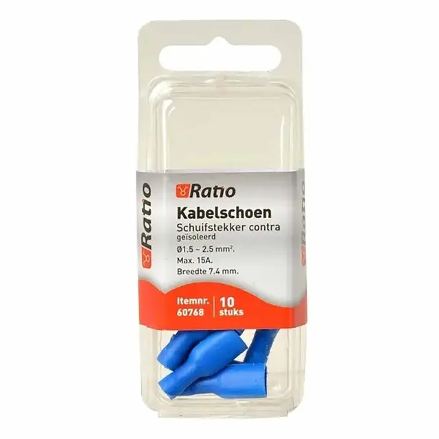 Kabelschoen contra vlakstekker 1,5-2,5mm² 10st in blister Superprijs