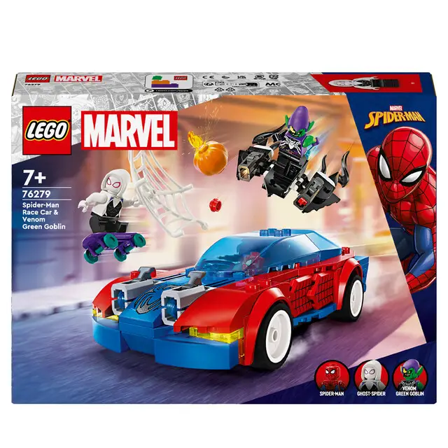 Handgemaakt LEGO Super Heroes 76279 - Spider-Man racewagen en Venom Green Goblin