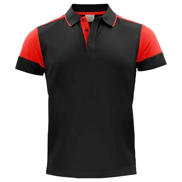 In De Mode Printer Prime Polo heren zwart/rood - maat M