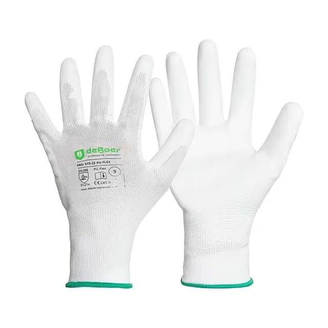 De Boer Werkhandschoenen Pro PU-Flex 619-23 PU Wit - maat L/9 Op = Op