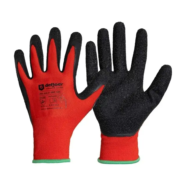 Limited Edition De Boer Werkhandschoenen Pro Grip Flex 624-27 PE / Latex Zwart/Rood - maat L/9