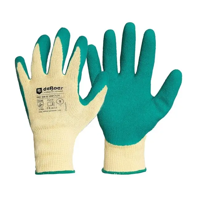 De Boer Werkhandschoenen Pro Grip Flex 628-32 PE / Latex Groen - maat XXL/11 Aanbieding