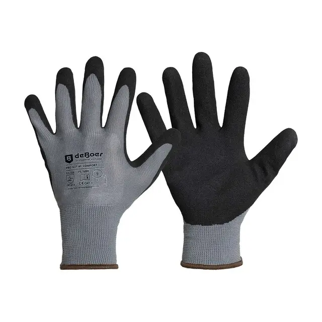 De Boer Werkhandschoenen Pro Comfort 637-41 PE / Nitrile Micro Foam Grijs - maat L/9 Op = Op