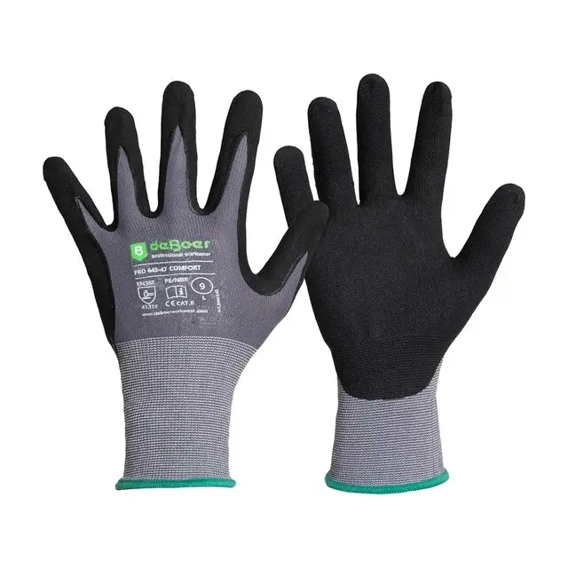 De Boer Werkhandschoenen Pro Comfort 642-47 PE / Nitrile Micro Foam Donkergrijs - maat XS Modern