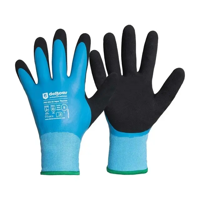 Laatste Kans De Boer Werkhandschoenen Pro Aqua Thermo Grip 652-55 Latex Blauw - maat L