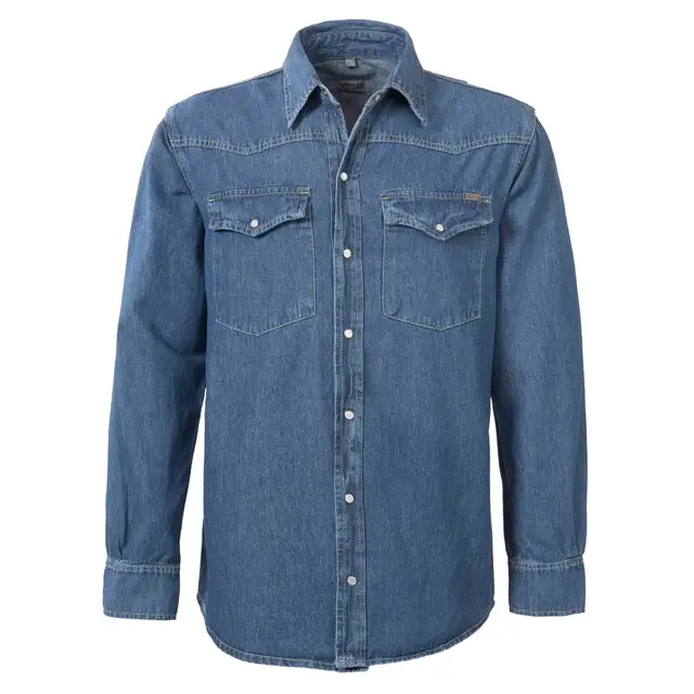 Bram's Paris Spijkeroverhemd Brad Blauw Maat M Dagaanbieding