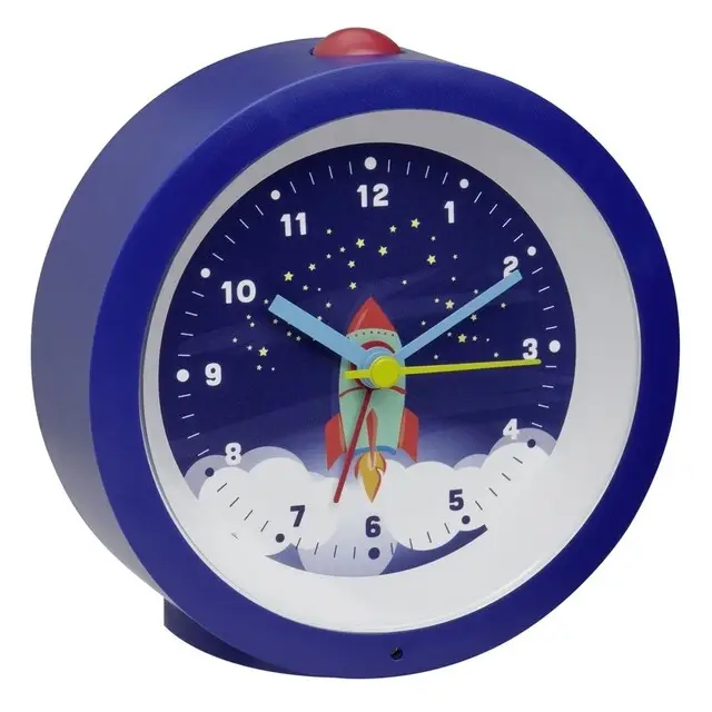 TFA Wekker Kinderwekker met raketmotief analoog - Blauw Betrouwbaar