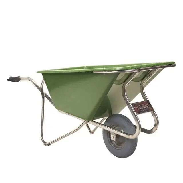 Ambachtelijk Matador Kruiwagen Noka 160ltr - Alu Frame - 1 Antilek Wiel - 6,5mm PP Bak Groen