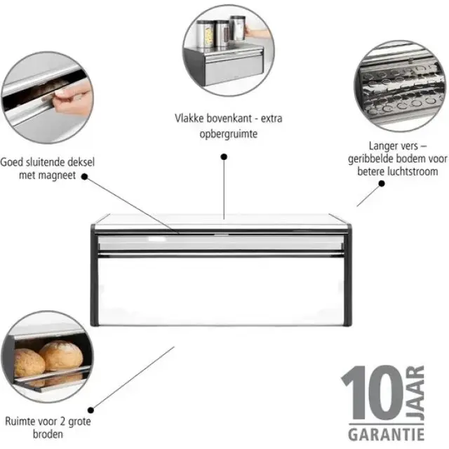 Budget Brabantia Broodtrommel + klepdeksel - Brilliant Steel