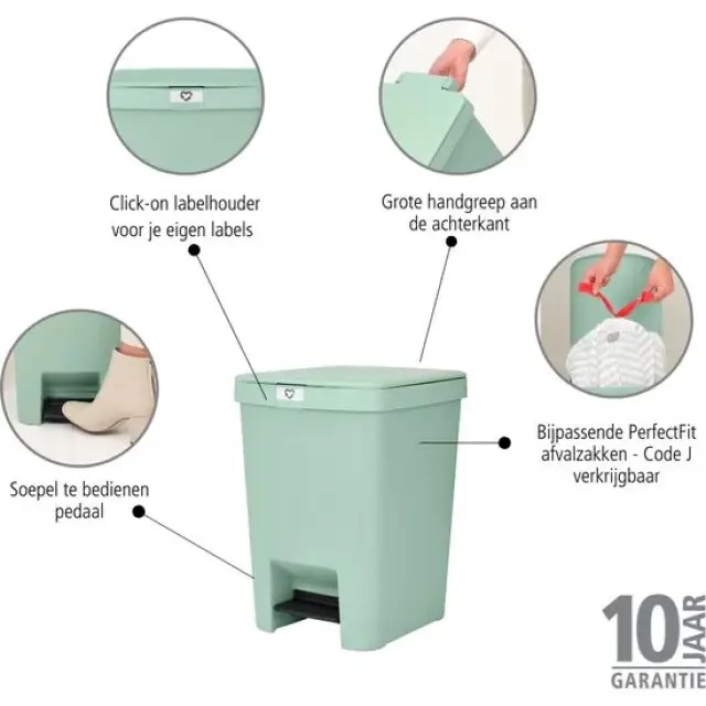Brabantia StepUp Prullenbak - Pedaalemmer - 25 liter - Jade Green Bestel Nu