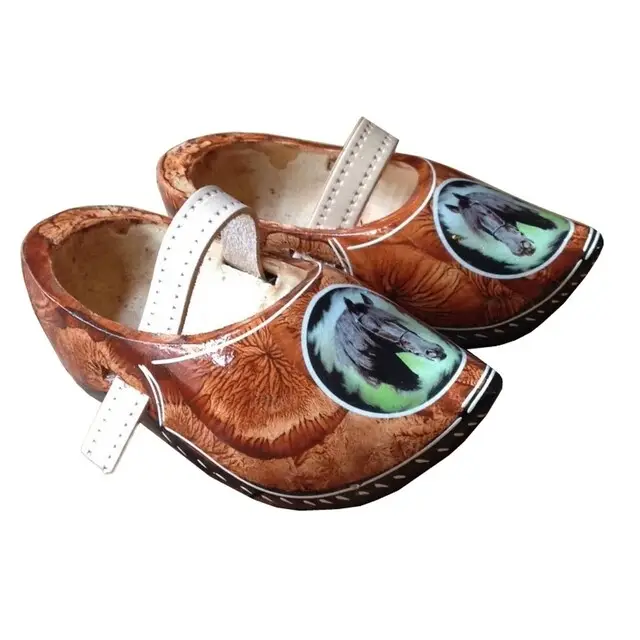 Scherjon Kinder Tripklompen Bruin met Fries Paard Maat 33/34 Uitverkoop