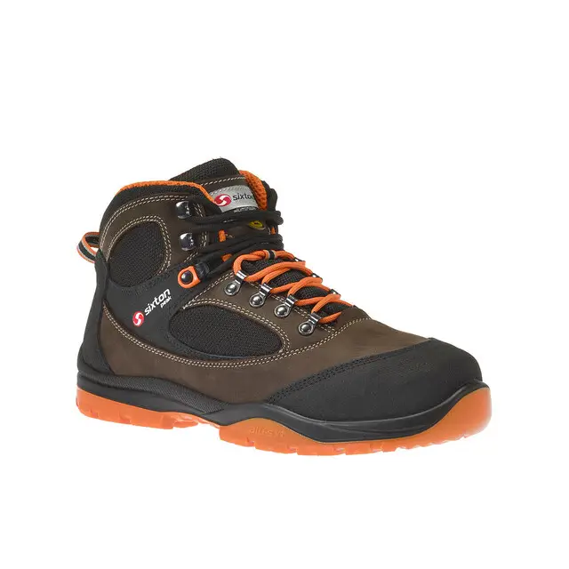Limited Edition Sixton Peak Werkschoenen Sound S3 ESD Bruin/Zwart/Oranje Maat 41