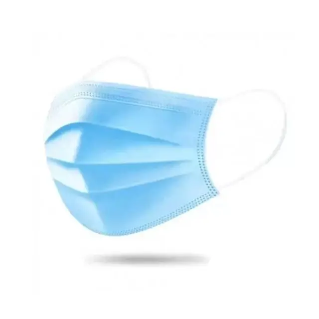 Koopje Zefran mondmasker 3 laags blauw met elastiek, 50 stuks