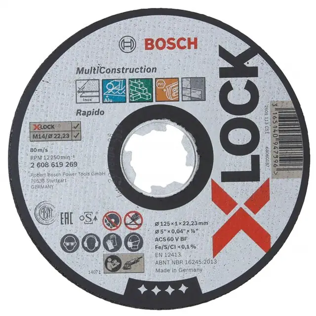 Op = Op Bosch Doorslijpschijf X-Lock (Rapido Multi Construction) 125 x 1 x 22.2 MM - Multi Doorslijpschijf