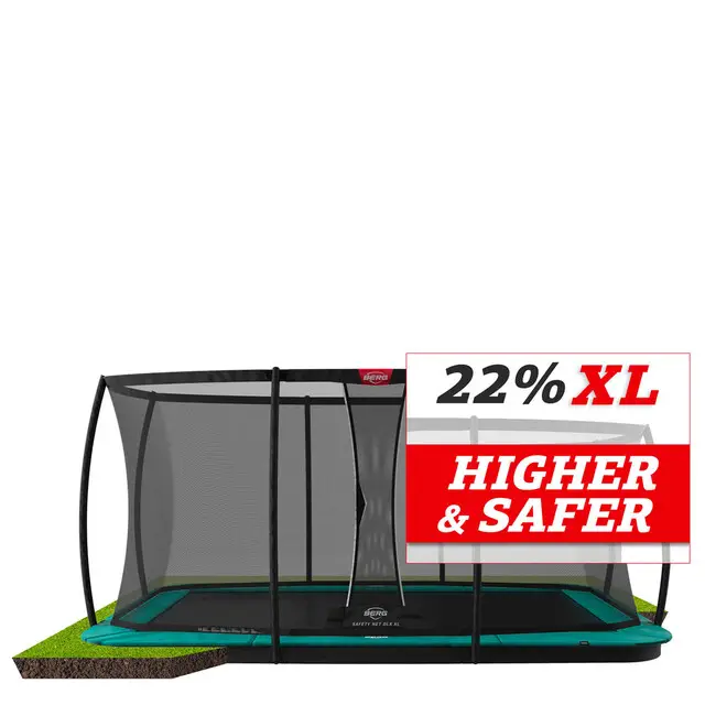 Tijdelijk Beschikbaar BERG Trampoline Ultim Champion Flatground Groen - 410 x 250 cm Safety Net DLX XL