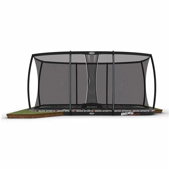BERG Sports Ultim Pro Bouncer Trampoline Flatground 500 x 300 Zwart - Met Veiligheidsnet XL Ambachtelijk