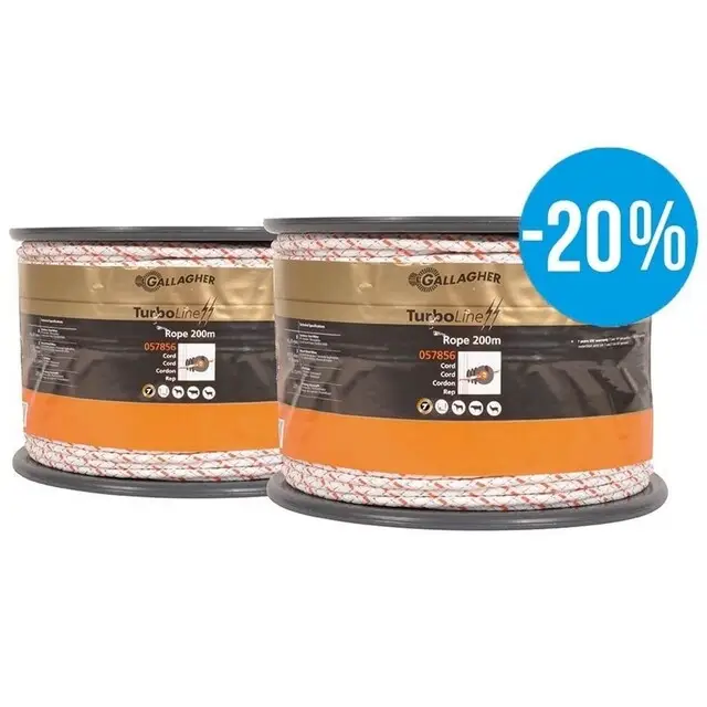 Beperkte Voorraad Gallagher Cord TurboLine (6 MM / Wit) - 2 x 200 Meter