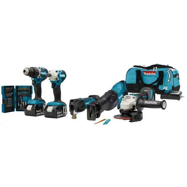 Makita DLX5068TX1 Combiset 18 V voor (slag)schroeven, boren, slijpen en zagen en met multitool Beperkt Aanbod