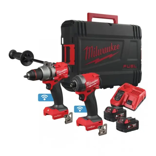 Actieprijs Milwaukee M18 ONEPP2A3 Slagboormachine - 2 x M18 B5 Accu's, M12-18 FC Lader, HD Box