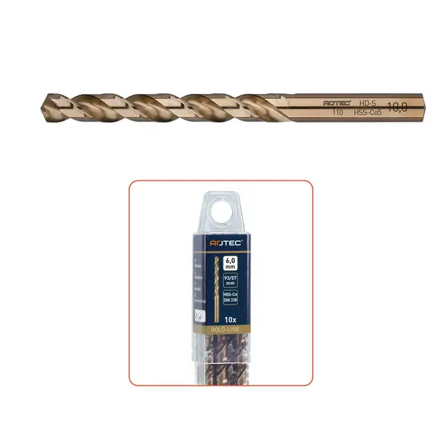 Gratis Retour Rotec HSS-E Spiraalboor Type '110' DIN 338 HD-S - Ø8,0 mm - 10 stuks