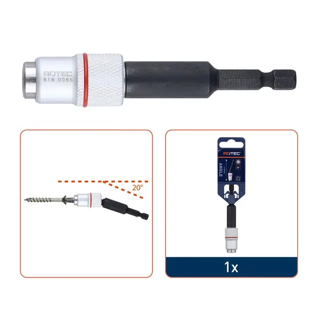 Exclusief Rotec Angle Magnetische Bithouder - Met Kogelgewricht - E6.3 x 65 mm