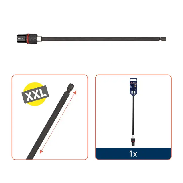 Hete Deal Rotec TWIN Magnetische Bithouder XXL - Met Snelspan - E6.3 x 250 mm