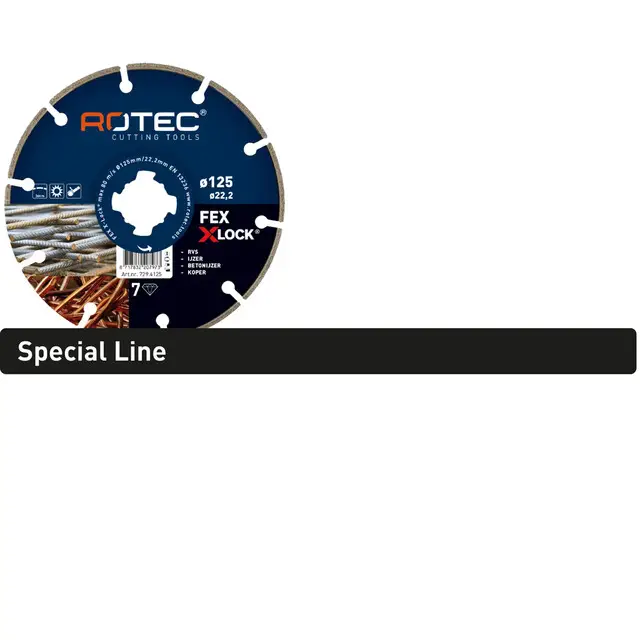 Limited Edition Rotec Diamantzaagblad FEX X-LOCK - Ø125 x 2,2 x 22,2 mm