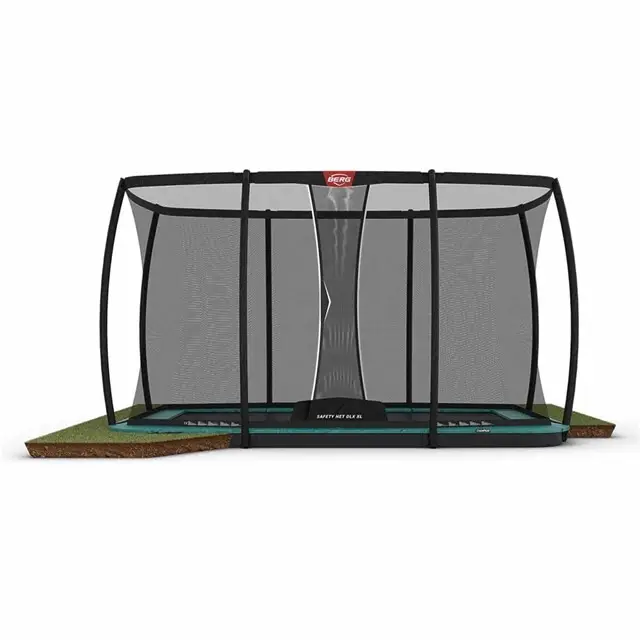 BERG Trampoline Ultim Champion Flatground Groen - 410 x 250 cm Safety Net DLX XL Hoge Kwaliteit