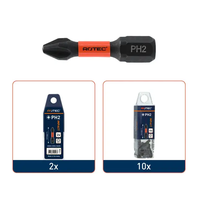 Koop Online Rotec IMPACT Schroefbit C6.3 - Ph3 x 30 mm - 2 stuks
