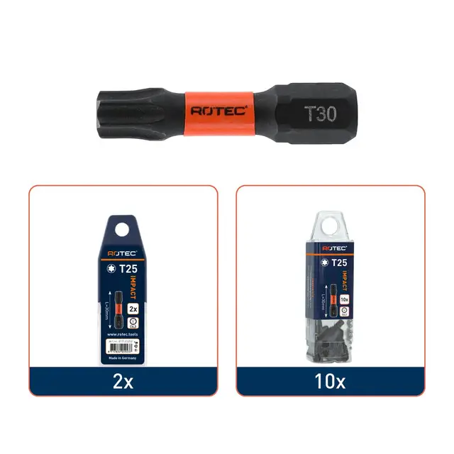 Rotec IMPACT Schroefbit C6.3 - Tx15 x 30 mm - 2 stuks Hoge Kwaliteit