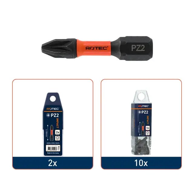 Origineel Rotec IMPACT Schroefbit C6.3 - Pz3 x 30 mm - 10 stuks