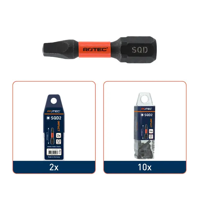 Rotec IMPACT Schroefbit C6.3 - SQD3 x 30 mm - 10 stuks Modern