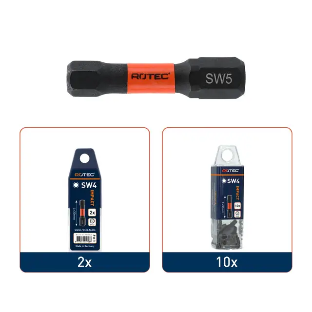 Gratis Verzending Rotec IMPACT Schroefbit C6.3 - SW6 x 30 mm - 10 stuks