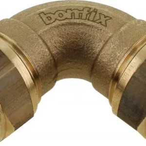 Bonfix knelkoppeling - Bocht 90gr - 15mm x 15mm - Messing Laatste Versie