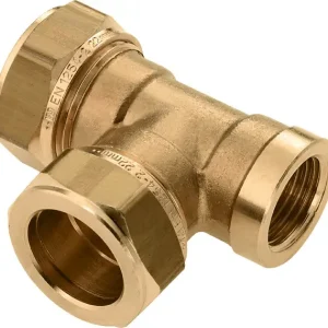 Bonfix knelkoppeling - T-stuk knel x knel x binnendraad - 22mm x 22mm x 1/2” - Messing Goedkoop