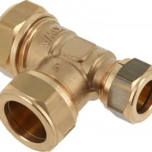 Tijdelijk Beschikbaar Bonfix knelkoppeling - T-stuk verlopend - 15mm x 15mm x 12mm - Messing